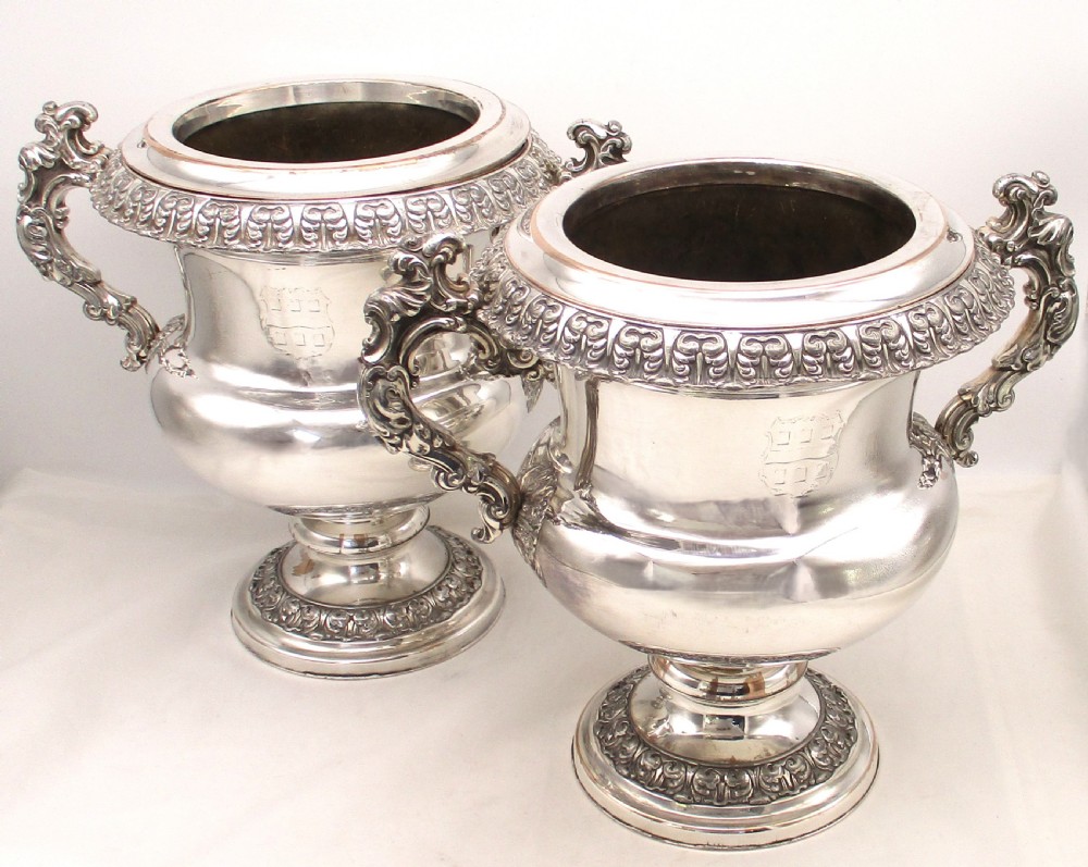Fine Pair of Old Sheffield Plated Wine Coolers c1820