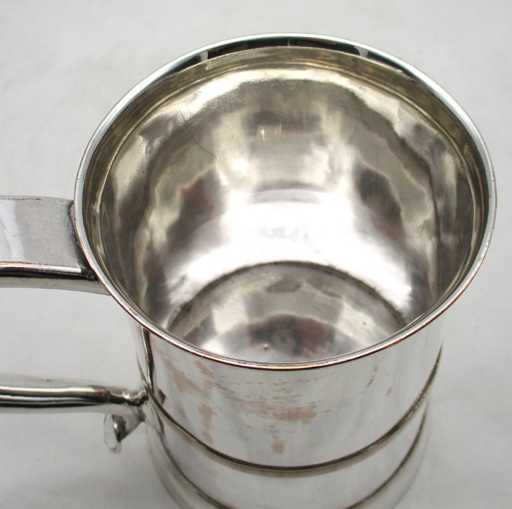 George III Old Sheffield Plated Quart Tankard View V