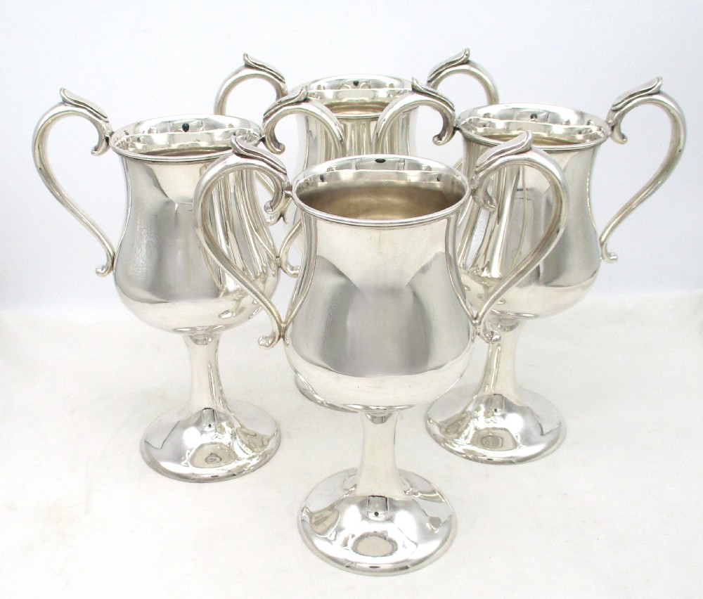 Rare Set of Mid 19th Century 4 Silver Plated Loving Cups