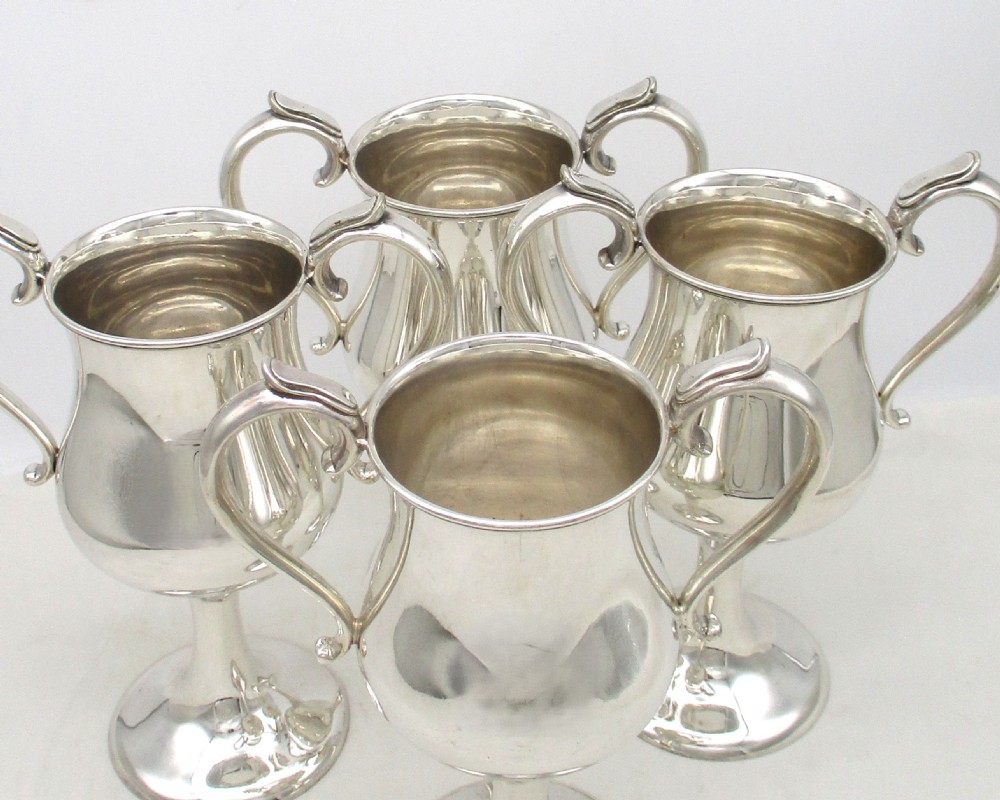 Rare Set of Mid 19th Century 4 Silver Plated Loving Cups View II