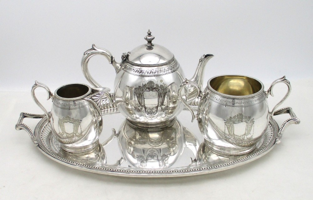 Victorian Silver Plated 4 Piece Bachelor Tea Set