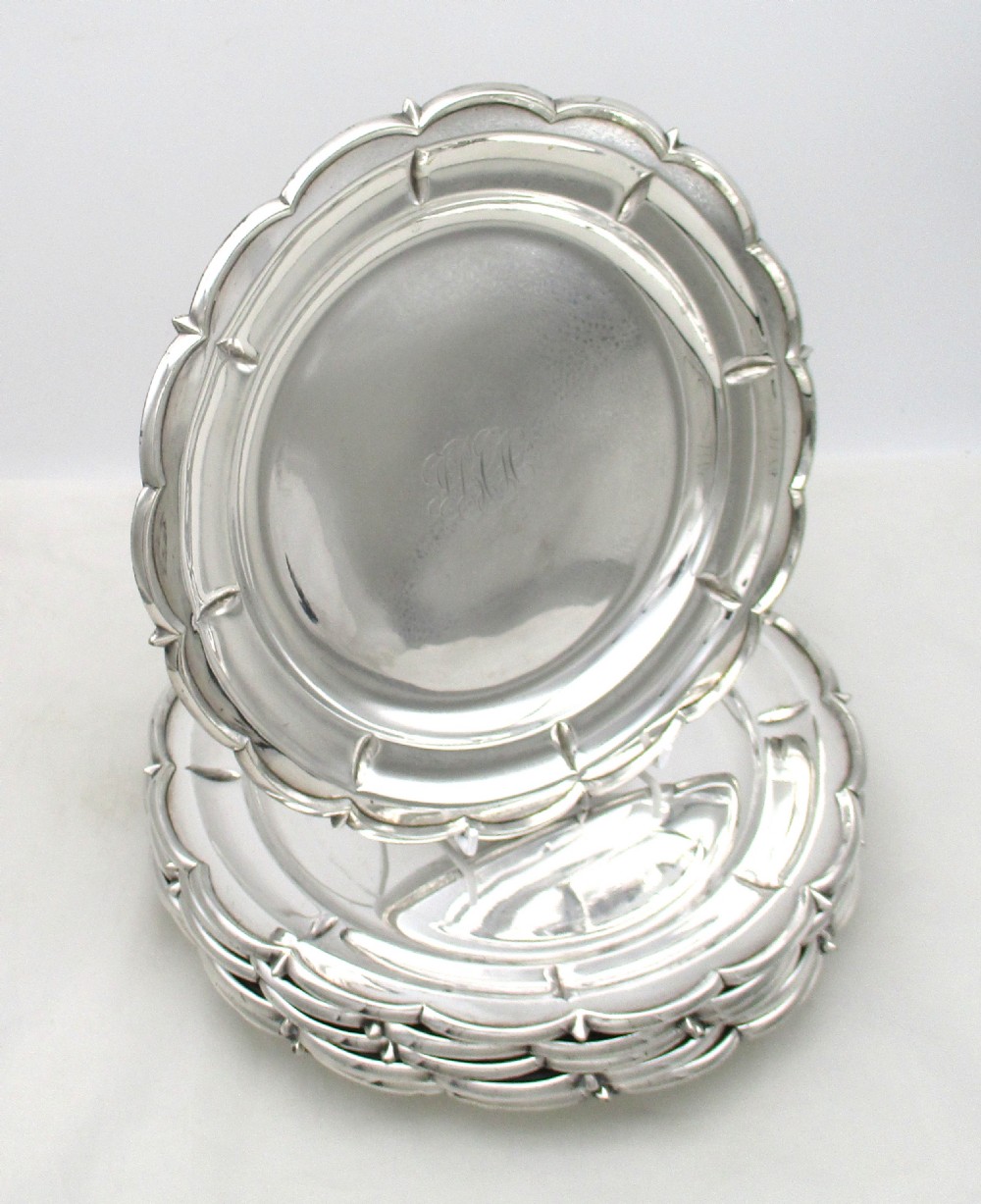 Set of 6 Small Silver Plated Dinner Plates