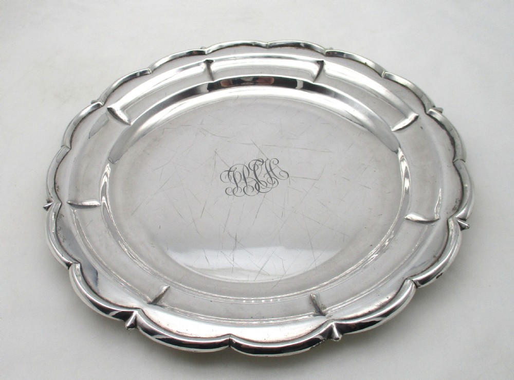Set of 6 Small Silver Plated Dinner Plates View X