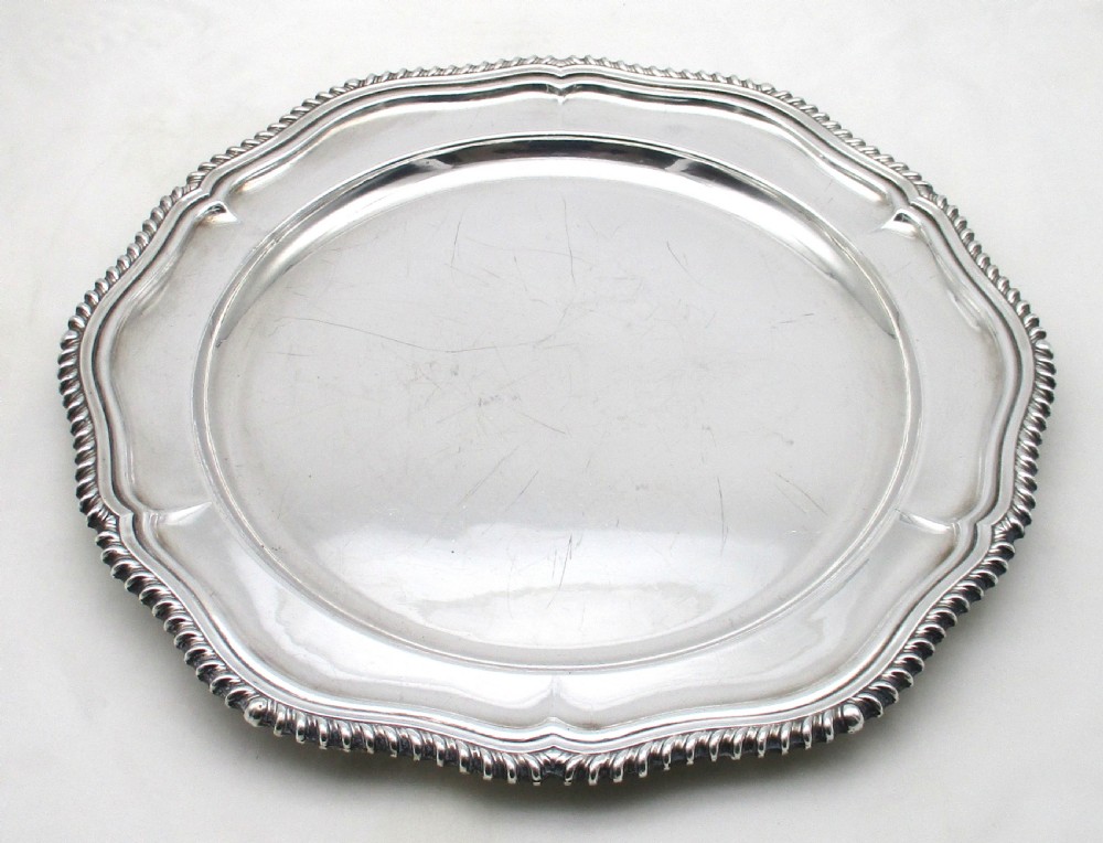 Large Gadrooned Silver Plated Meat Plate