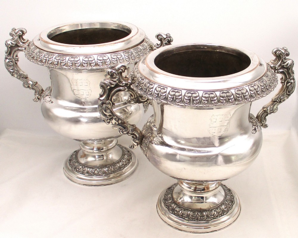 Superb Pair of Old Sheffield Plated Wine Coolers c1820