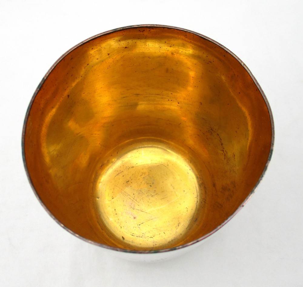 Graduated Pair of Old Sheffield Plated Wine Beakers c1800 View VI