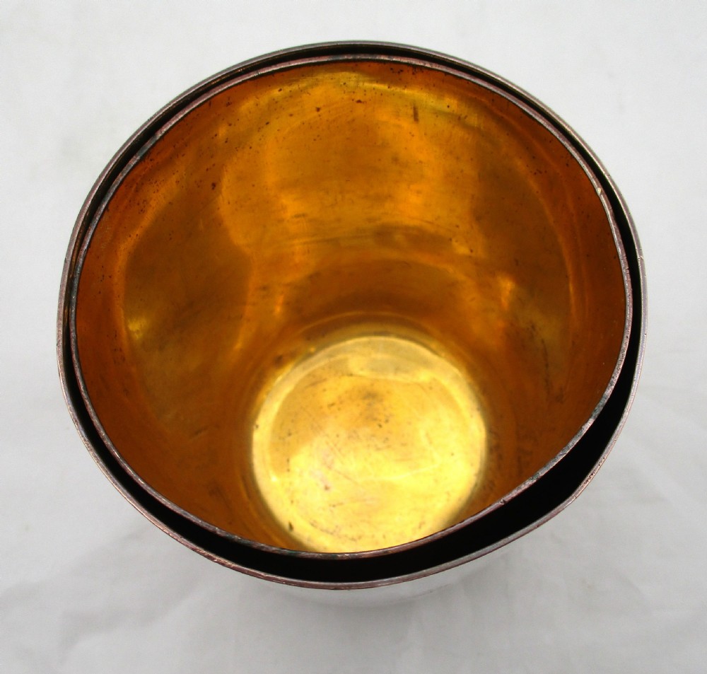 Graduated Pair of Old Sheffield Plated Wine Beakers c1800 View XI