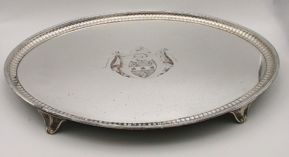 18th Century Old Sheffield Plated Serving Tray Coat of Arms
