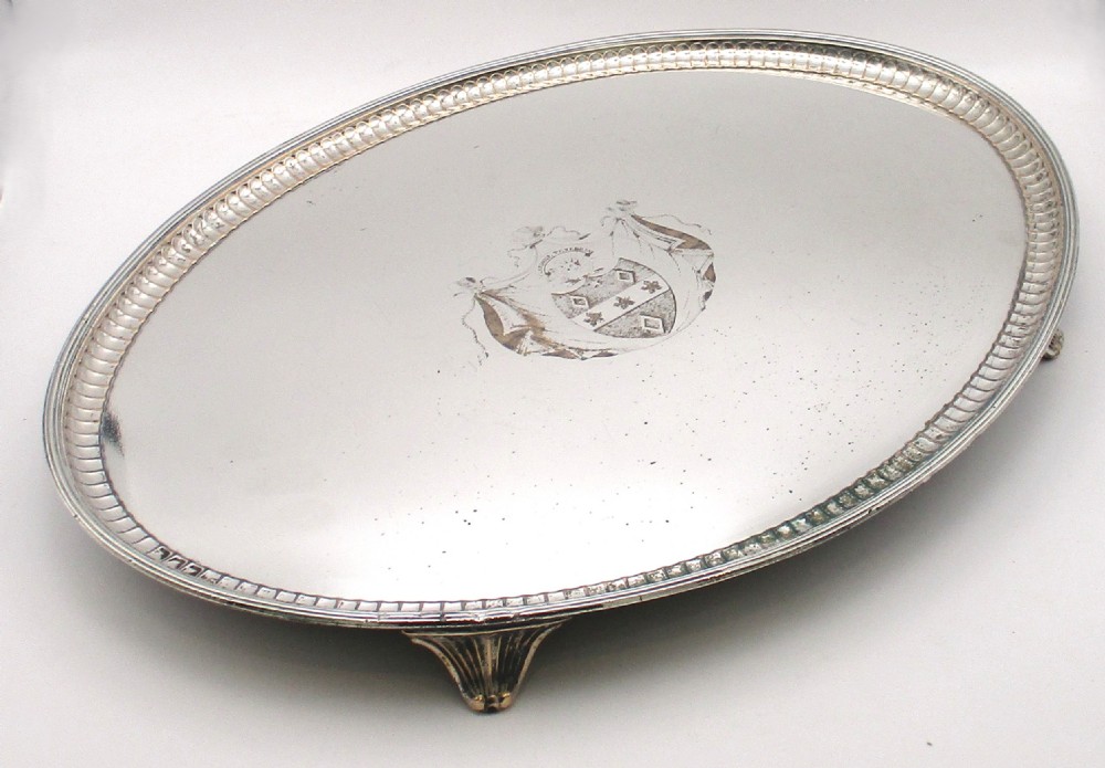 18th Century Old Sheffield Plated Serving Tray Coat of Arms View III