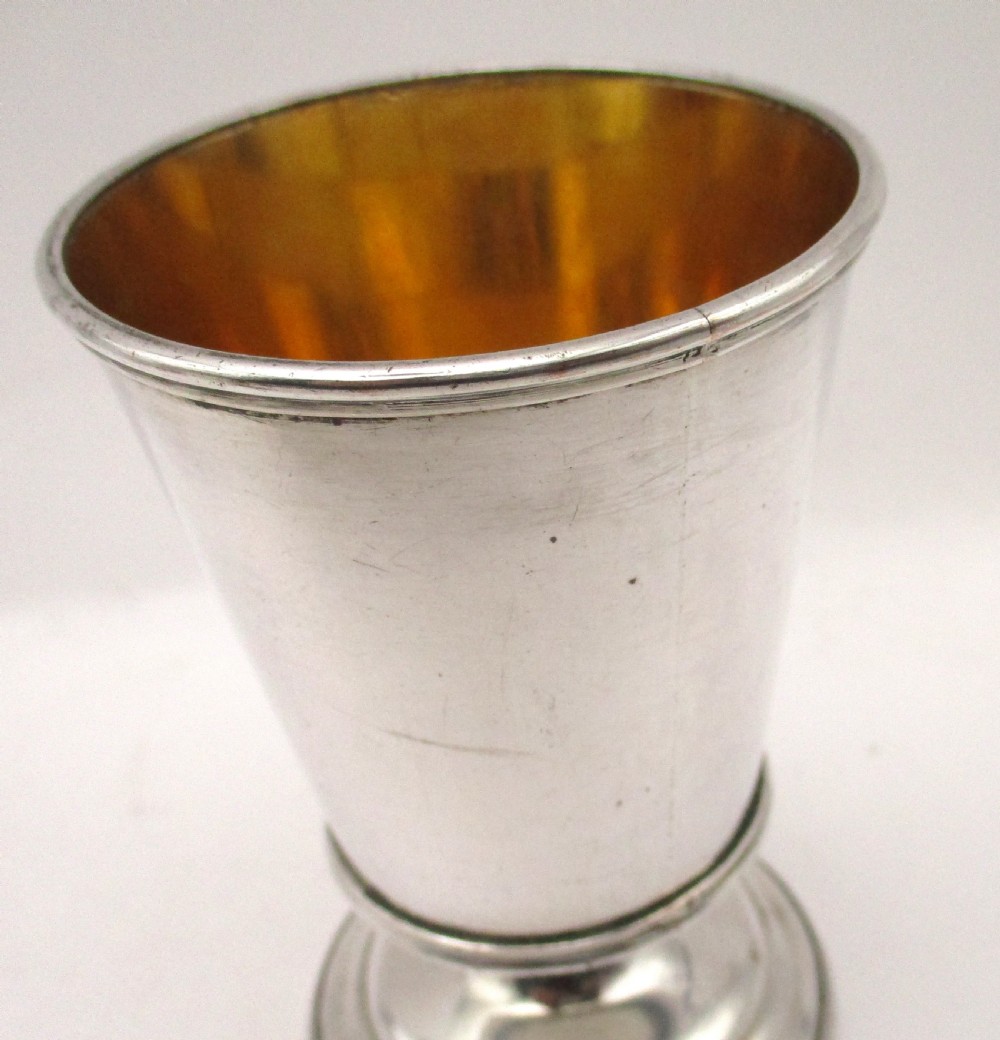 Unusual Pair of Small Old Sheffield Plated Wine Goblets c1790 View VII