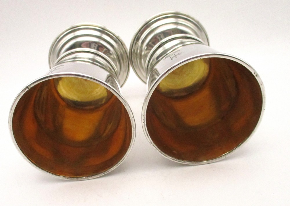 Unusual Pair of Small Old Sheffield Plated Wine Goblets c1790 View VIII