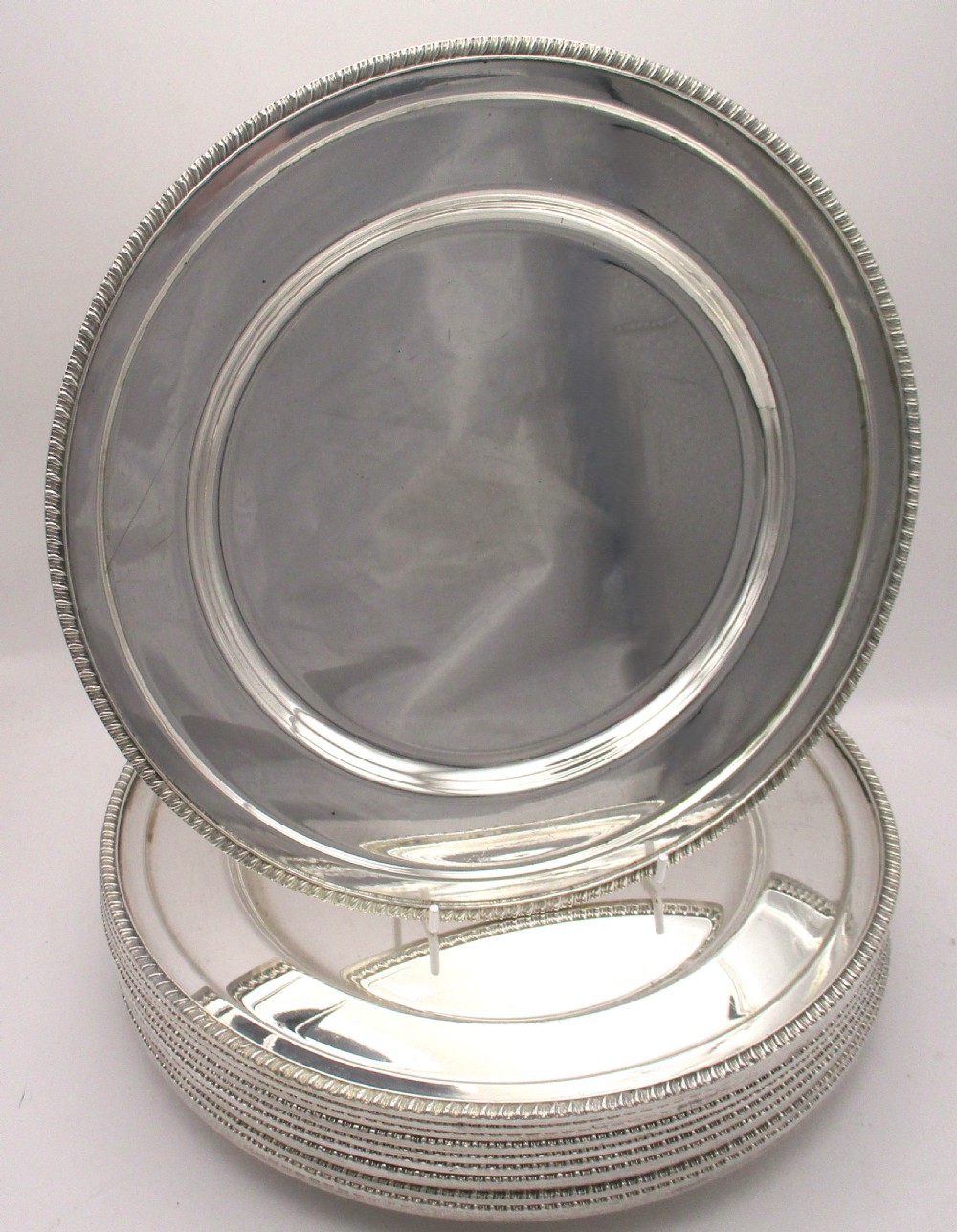 Rare set of 12 Silver Plated Dinner Plates - 11