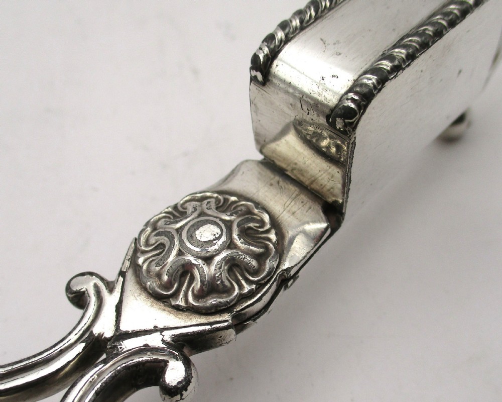 Rare Pair of Old Sheffield Plated Snips & 2 Snuffers on Tray c1810 View V