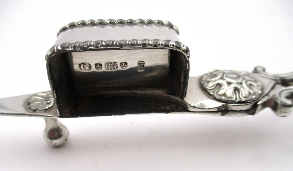 Rare Pair of Old Sheffield Plated Snips & 2 Snuffers on Tray c1810 View VII