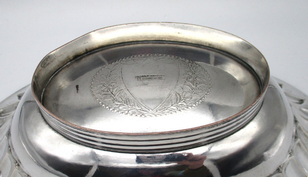Old Sheffield Plated Basket Bowl with Crest by Holy & Parker c1804 View X