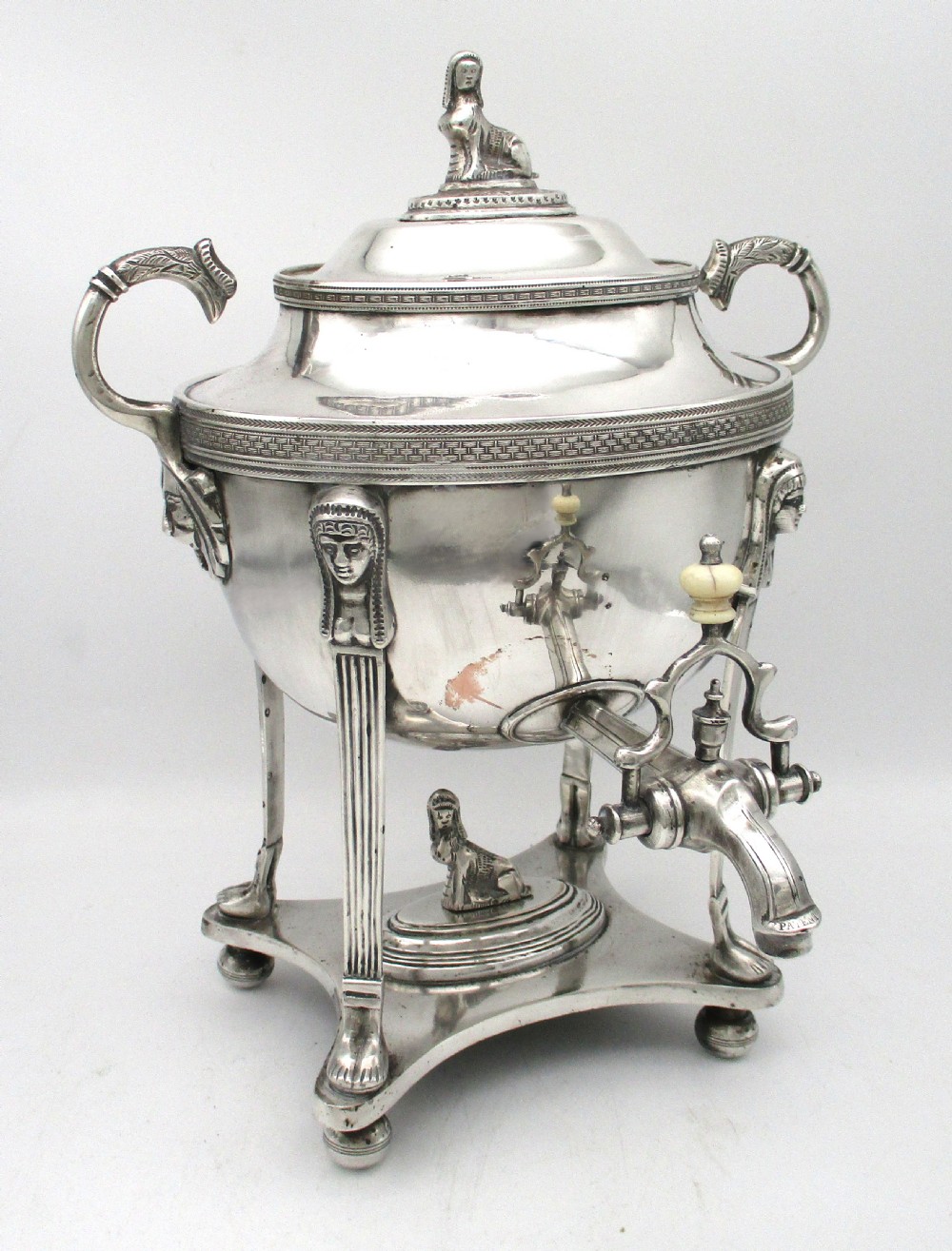 Superb Old Sheffield Plate Egyptian Revival Samovar Tea Urn c1810
