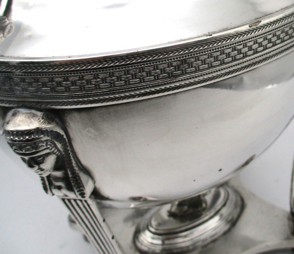 Superb Old Sheffield Plate Egyptian Revival Samovar Tea Urn c1810 View XII