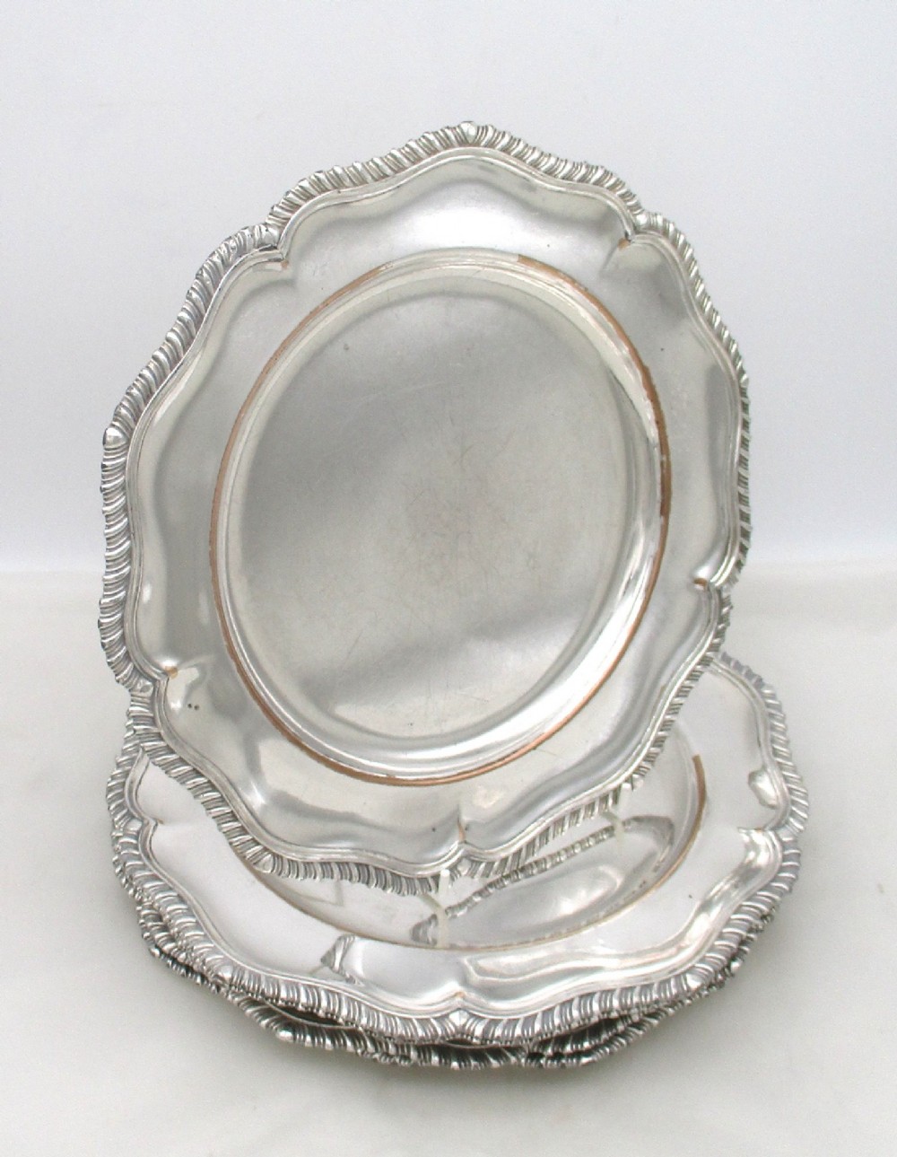 Rare Set of 6 Old Sheffield Plated Dinner Plates
