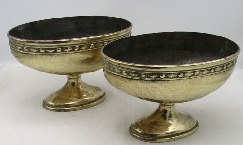 Pair of Brass Church Vases / Pedestal Bowls / Altar Garniture