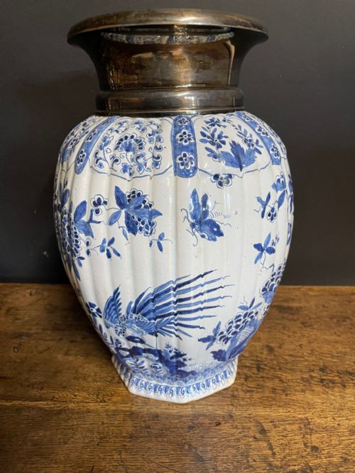 SILVER MOUNTED DELFT VASE - ADDITIONAL PHOTO 1
