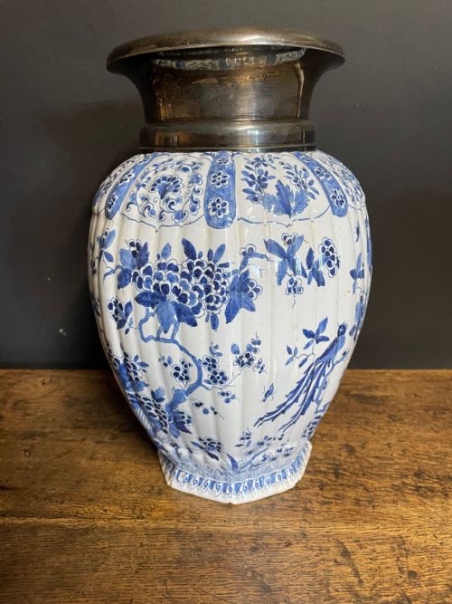 SILVER MOUNTED DELFT VASE - ADDITIONAL PHOTO 2