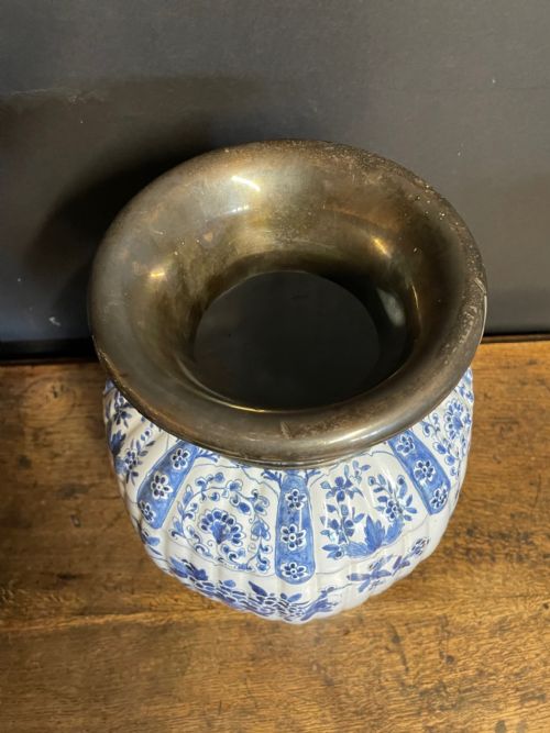 SILVER MOUNTED DELFT VASE - ADDITIONAL PHOTO 3