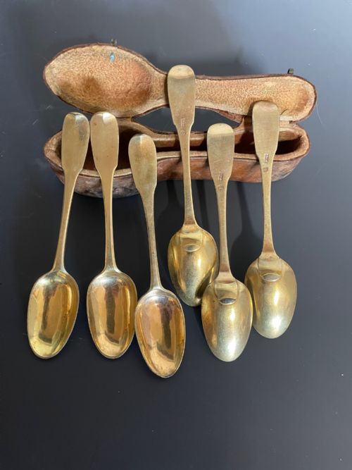Set of 6 Silver Gilt Spoons