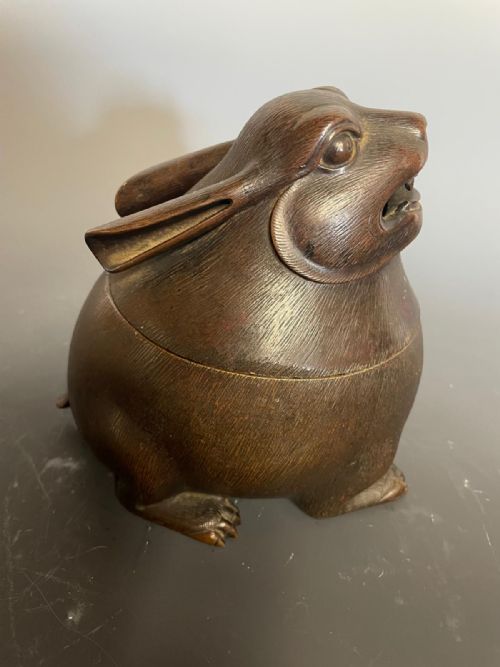 Japanese Bronze Rabbit Censer