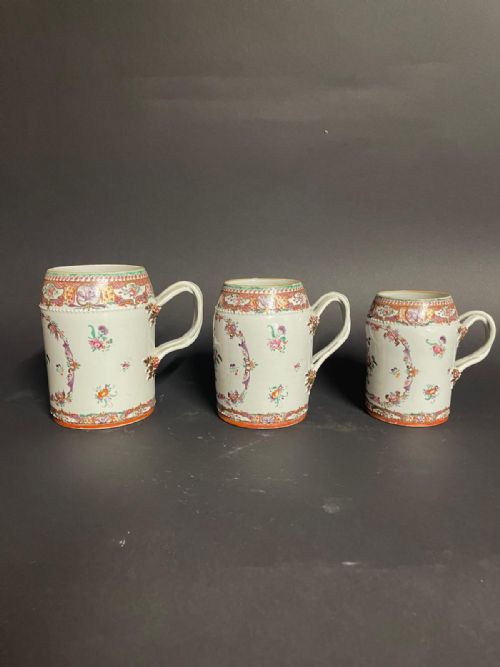 Set of Three Chinese Export Ware Mugs