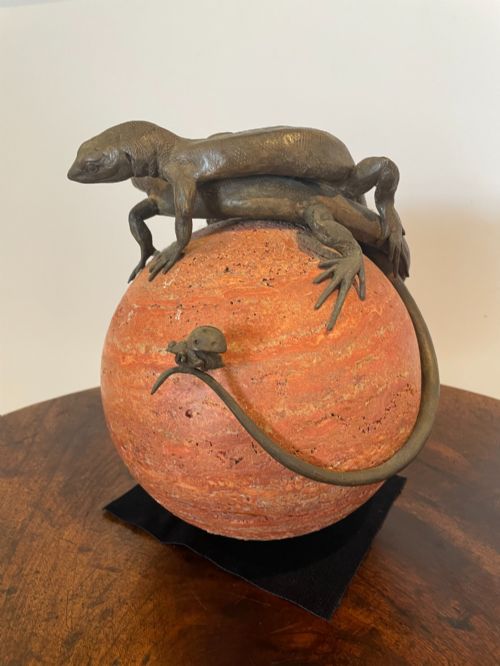 Bronze Lizard Sculpture