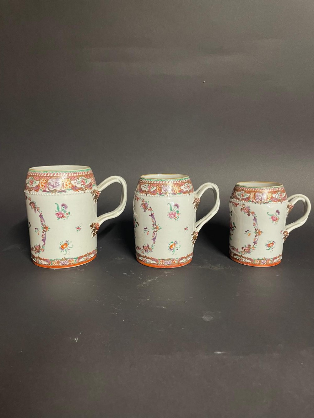 Set of three Chinese Export Ware Mugs