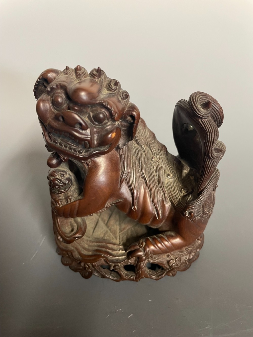 A Chiinese Boxwood Carving of a Foo Dog