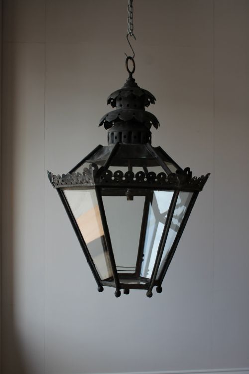 19th century copper lantern - CATEGORY: ANTIQUE LIGHTING - DATED 19TH CENTURY