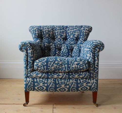 howard style woodstock armchair - CATEGORY: ANTIQUE CHAIRS - DATED 19TH CENTURY