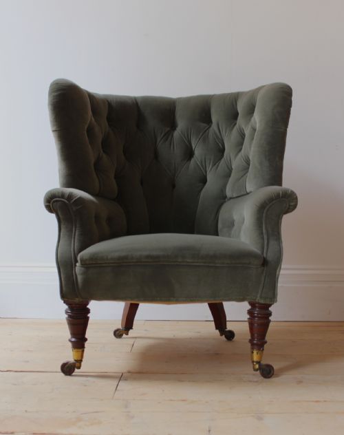 19th century button back armchair - CATEGORY: ANTIQUE CHAIRS - DATED 19TH CENTURY
