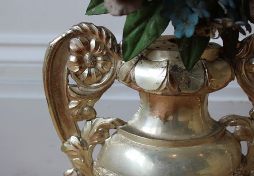 PAIR OF SILVER PLATED FAUX URNS - ADDITIONAL PHOTO 3