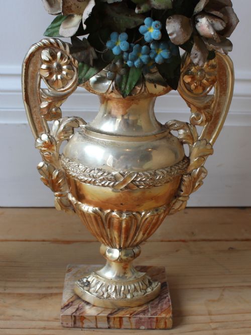 PAIR OF SILVER PLATED FAUX URNS - ADDITIONAL PHOTO 4