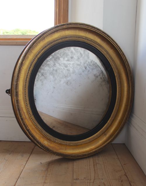 large convex mirror - CATEGORY: ANTIQUE MIRRORS - DATED 19TH CENTURY