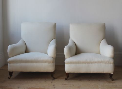 pair of howard style armchairs - CATEGORY: ANTIQUE CHAIRS - DATED 19TH CENTURY