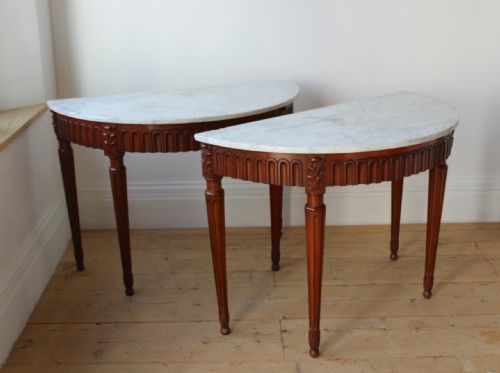 PAIR OF DEMI LUNE CONSOLES - ADDITIONAL PHOTO 1