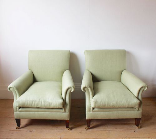 PAIR OF EDWARDIAN HOWARD STYLE ARMCHAIRS - ADDITIONAL PHOTO 1