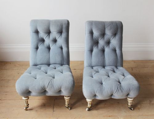 PAIR OF 19TH CENTURY SLIPPER CHAIRS - ADDITIONAL PHOTO 2