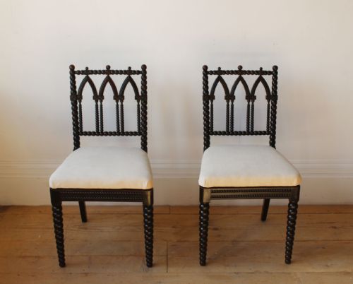PAIR OF GOTHIC BOBBIN CHAIRS - ADDITIONAL PHOTO 2