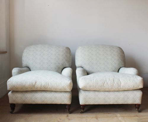 pair of howard and sons armchairs - CATEGORY: ANTIQUE CHAIRS - DATED 19TH CENTURY