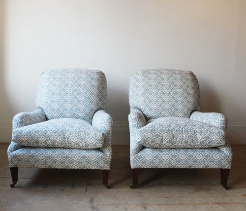 pair of howard and sons armchairs - CATEGORY: ANTIQUE CHAIRS - DATED 19TH CENTURY