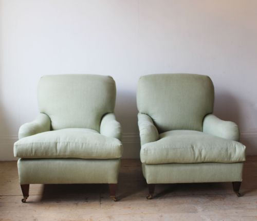 PAIR OF HOWARD STYLE EDWARDIAN ARMCHAIRS - ADDITIONAL PHOTO 1