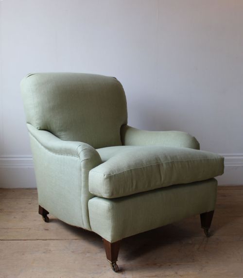 PAIR OF HOWARD STYLE EDWARDIAN ARMCHAIRS - ADDITIONAL PHOTO 3