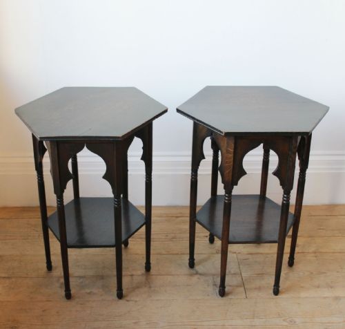 PAIR OF 19TH CENTURY ARTS AND CRAFTS TABLES - ADDITIONAL PHOTO 1