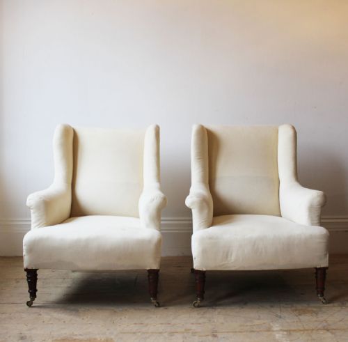 pair of wingback armchairs - CATEGORY: ANTIQUE CHAIRS - DATED 19TH CENTURY