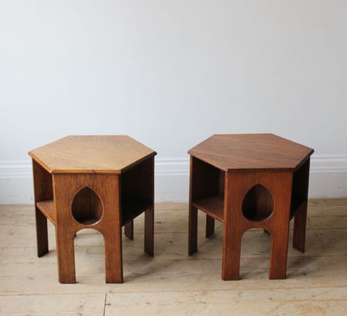 PAIR OF ARTS AND CRAFTS SIDE TABLES - ADDITIONAL PHOTO 1